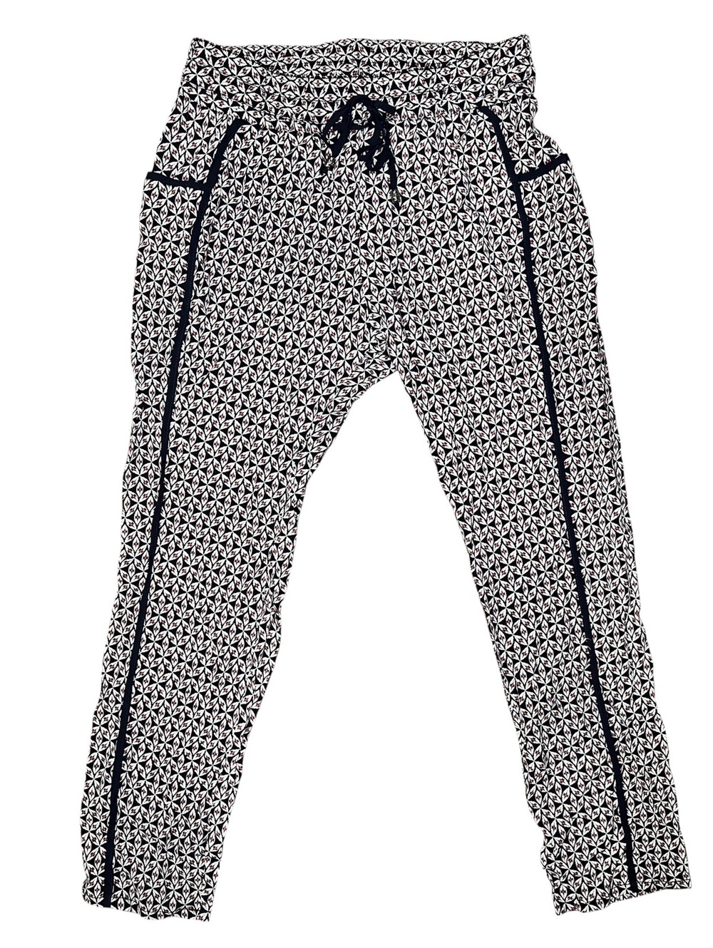 Anthropologie Hei Hei Small Geometric Pattern Jogger Pant Elastic Navy